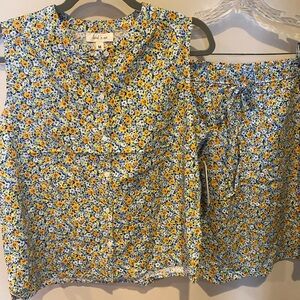 Floral Sleeveless Top and Skirt Set